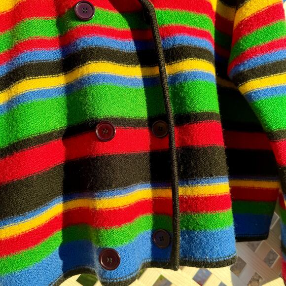 90s Talbots Multicolor Striped Wool Coat - Picture 4 of 5